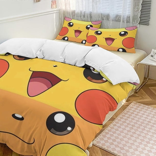 Pichu Bed Duvet Cover Funny Anime Cartoon Bedding Se Lightweight3 Piece Comforter Se, cases