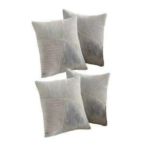 Genérico - Set De 4 Fundas De Cojin Felpa Gris
