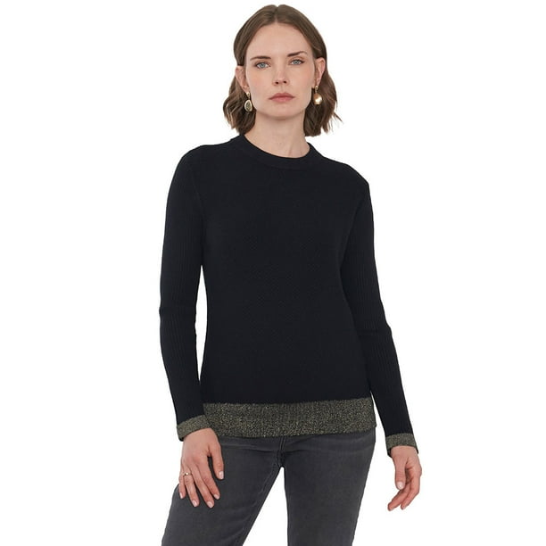 Sweater Mujer Cerrado Trenzado Color Negro Corona
