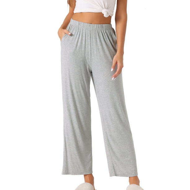 INSPIRE CHIC Pantalones de pijama de algodón para mujer, suaves y transpirables, pantalones de dormir con bolsillos y cintura elástica XL Gris claro