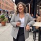 thumbnail image 2 of Agnes Orinda Blazers de Talla Grande para Mujeres Cuadros Solapa con Muesca Manga Larga Blazer Casual de Negocios 3X Negro Blanco, 2 of 8