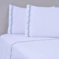 Mashini - Juego De Sábanas Bord. 180 Hilos 2 Plaza Ramas Verde