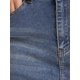 thumbnail image 5 of INSPIRE CHIC Falda de Mezclilla para Mujer de Regreso a Clases con Dobladillo Deshilachado de Cintura Alta y Estiramiento por Encima de la Rodilla en Azul Gris Oscuro Talla 2XL, 5 of 6