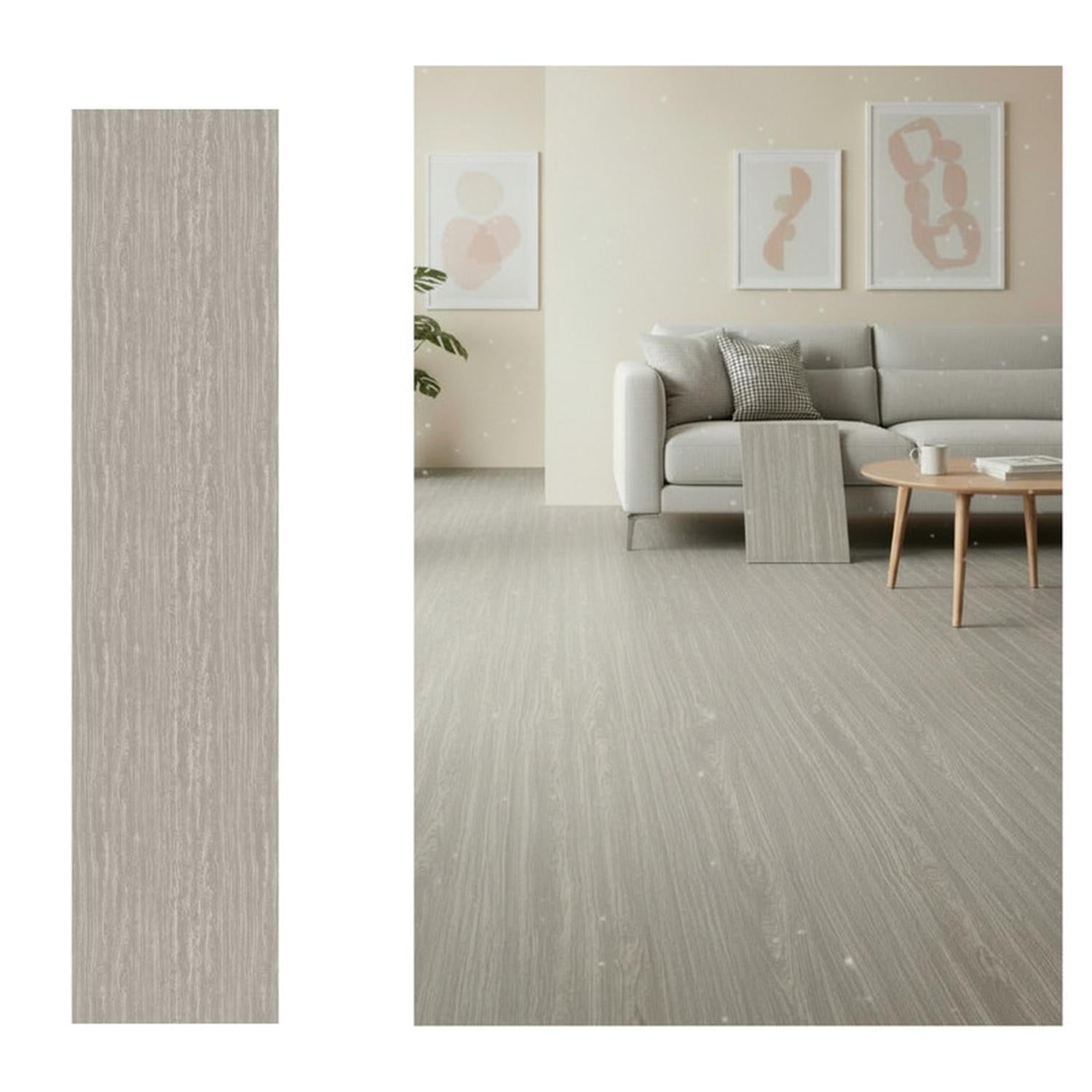 Mobii - Piso Vinílico Adhesivo Símil Madera 91,4x15,2 Gris Clara