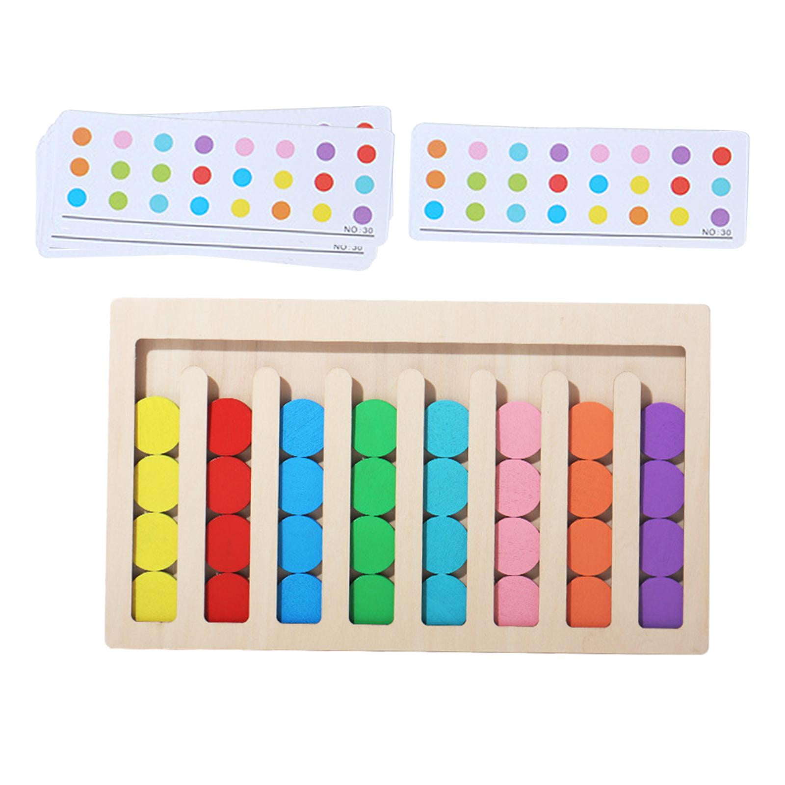 Magideal - Juguetes De Madera Montessori, Juguetes De Combinación De Colores, Juego Lógico, Tablero Ocupado De Clasificación, Tablero De Rompecabezas Deslizante, 8 Colores
