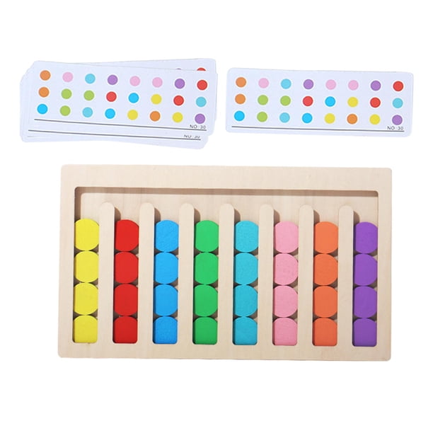 Juguetes de madera Montessori, juguetes de combinación de colores, juego lógico, tablero ocupado de clasificación, tablero de rompecabezas deslizante, 8 colores