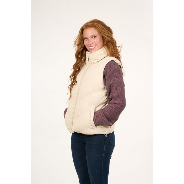 Parka Sin Mangas Engomada Con Polar Interior Beige Vw9747