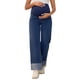 thumbnail image 1 of INSPIRE CHIC Jeans de Maternidad para Mujeres Denim Pierna Recta con Puños Alta Elasticidad Sobre el Vientre Pantalones de Trabajo Casual L Azul Oscuro, 1 of 6