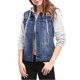 thumbnail image 4 of INSPIRE CHIC Chaqueta de Mezclilla Lavada para Mujer con Mangas en Contraste, Capucha con Cordón, Botones y Exterior S Azul Oscuro, 4 of 6