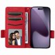thumbnail image 4 of Funda Cartera para iPhone 17 Pro Tapa Flip con Ranuras y Soporte Rojo, 4 of 5