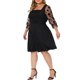 thumbnail image 4 of Agnes Orinda Disfraces de Halloween para Mujeres Tallas Grandes Cuello Cuadrado Mangas de Malla 3/4 Vestido Midi Línea A con Pliegues y Vuelo 2X Negro, 4 of 6