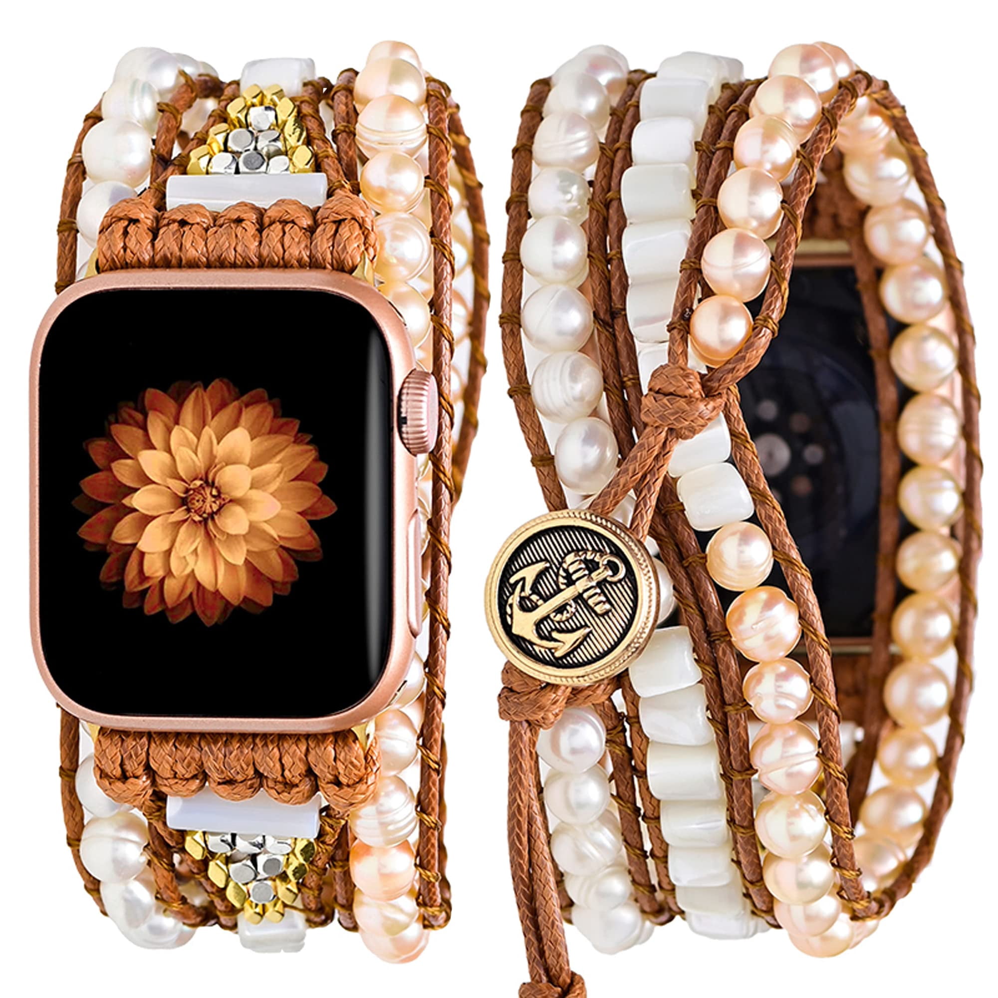 Correa De Reloj Somesame Natural Pearl Boho Con Cuentas 41/40/38/42 Mm
