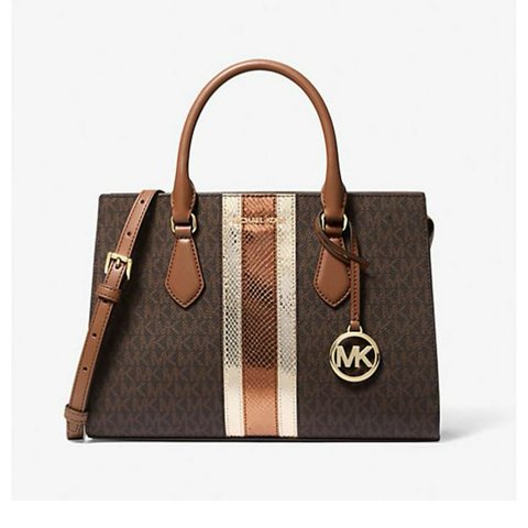 Cartera Michael Kors Sheila Medium Signature Logo And Metallic Satchel
