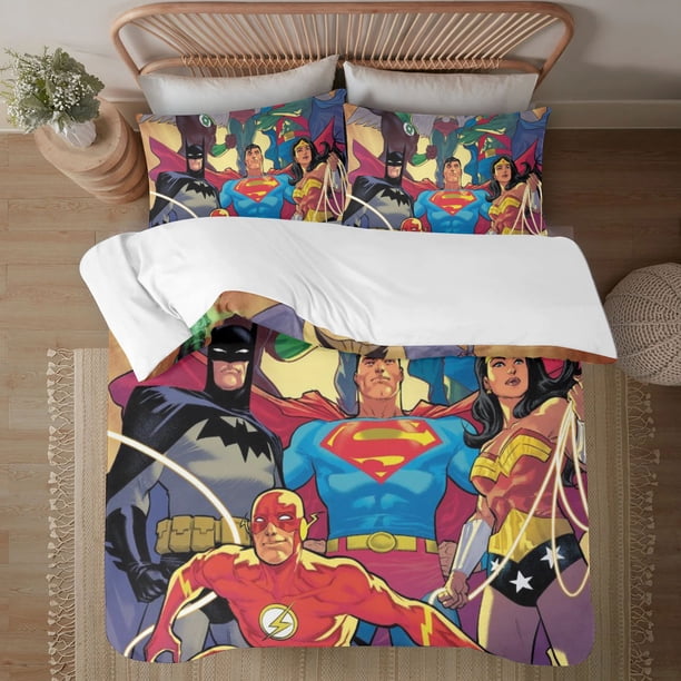 Justice League 3-Piece Bedding Set For Kids Boys Girls Adult Cartoon Warm Cute Fashion Holiday Present Gift Bed Sheets
