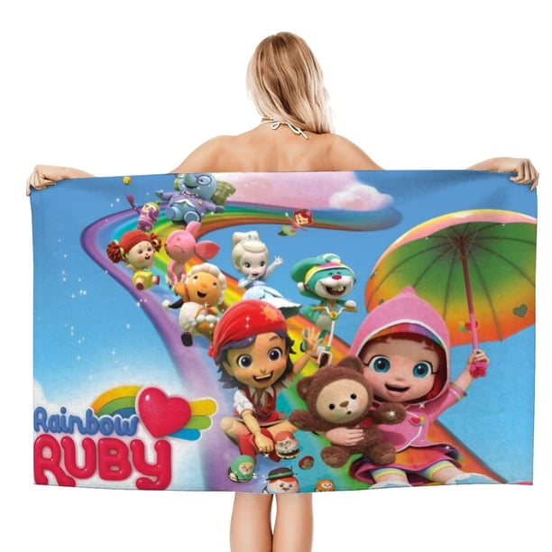 Rainbow Ruby Toalla de playa de secado rápido con diseño temático, regalo para mujeres y niñas, ideal para cumpleaños, fans, amantes de la música, uso en la playa o al aire libre, 78 × 160 cm