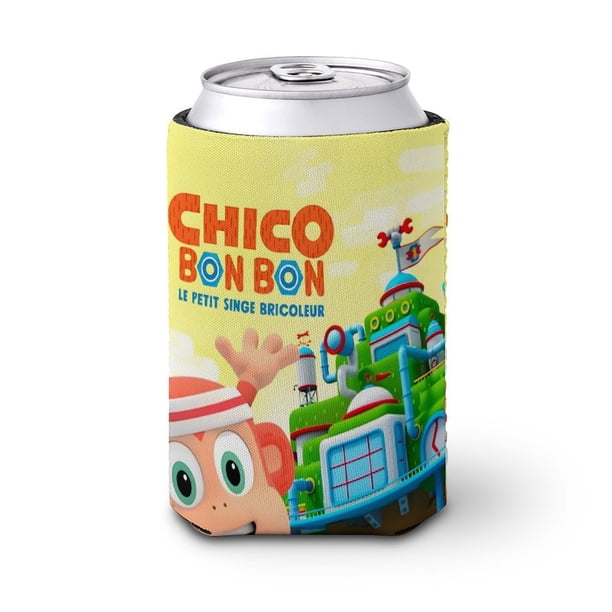Chico Bon Bon Mono con un Cinturón de Herramientas Funda enfriadora de latas, aislante de bebidas para mantener frías o calientes, funda térmica plegable para latas, portabebidas reutilizable