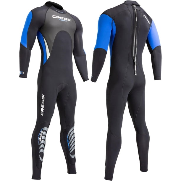 Traje de neopreno Cressi Morea 3 mm para hombre, de una pieza, negro y azul, talla L