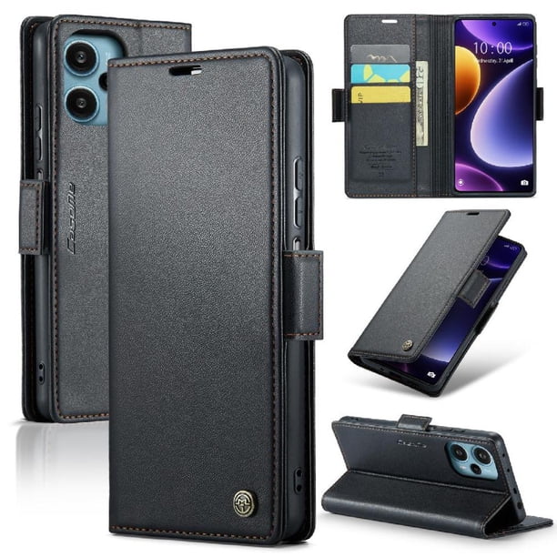 CaseMe tipo cartera Xiaomi POCO F5 5G con cierre magnético, RFID, tarjetero, soporte, carga inalámbrica
