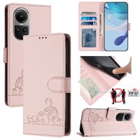 Funda Tipo Cartera Foxdock Para Oppo Reno 10/Reno 10 Pro Con Soporte, Ranuras, Rfid, Diseño De Gato