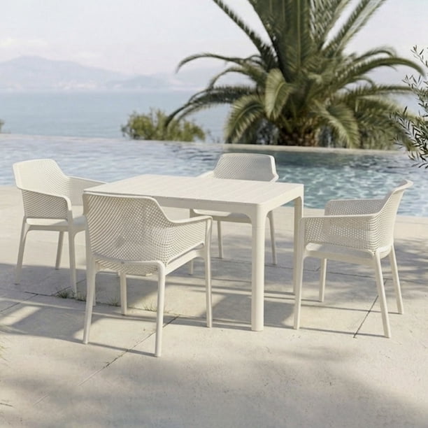 Pack 4 Sillas Terraza con Apoyabrazo Crema 59x58x79cm