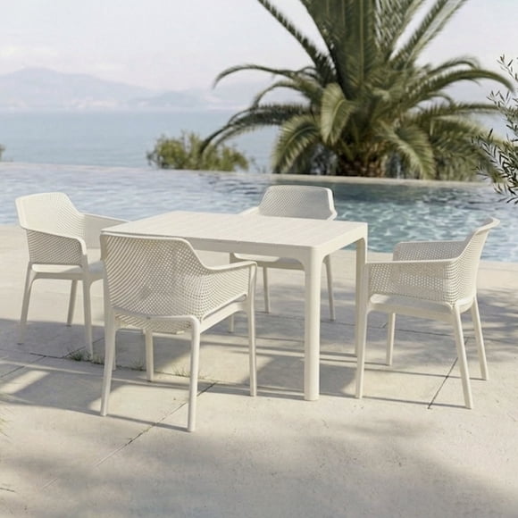 Pack 4 Sillas Terraza con Apoyabrazo Crema 59x58x79cm