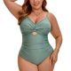 thumbnail image 1 of Agnes Orinda Traje de Baño de una Pieza para Mujer Talla Grande Control de Abdomen con Recortes y Push Up de Cintura Alta para Playa 3X Verde Militar, 1 of 8