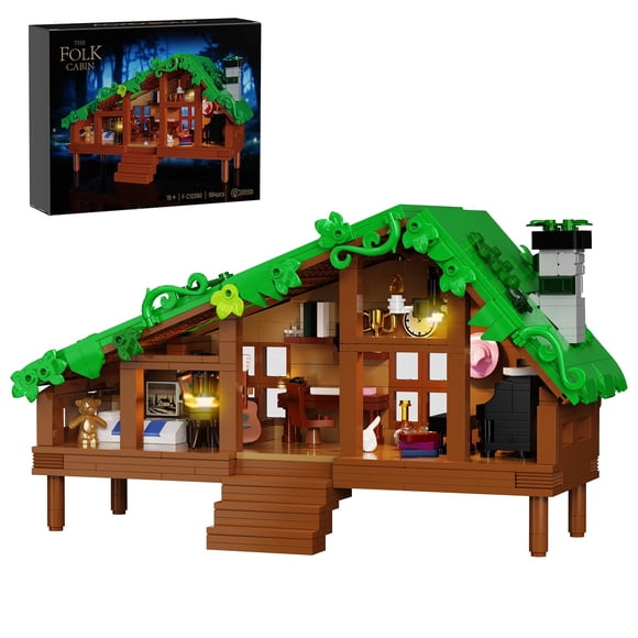 Set de construcción PUIOSYMG Cabaña Folk de 664 piezas con iluminación