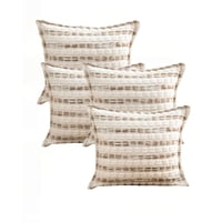 Genérico - Set De 4 Fundas De Cojin 45Cmx45Cm A Rayas Beige Con Café