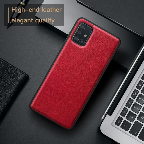High Quality Retro Leather Premium Protective Phone Case Cover, Shock Resistant TPU Soft Border For Samsung Galaxy A71 5G