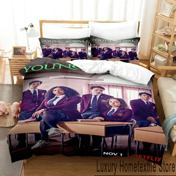 Young Royals Bedding Set Duvet Cover Bed Set Quilt Cover Pillowcase Comforter Size Boys Adult Bedding Set Bed Sheets