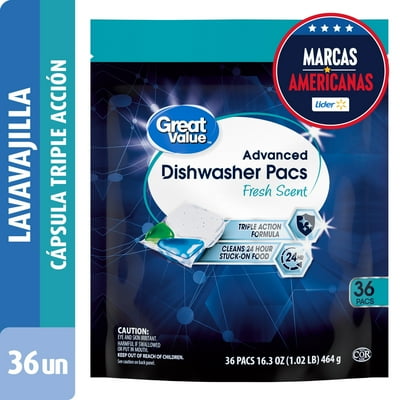 Detergente Lavavajilla En Cápsula Triple Acción 36 Un Great Value