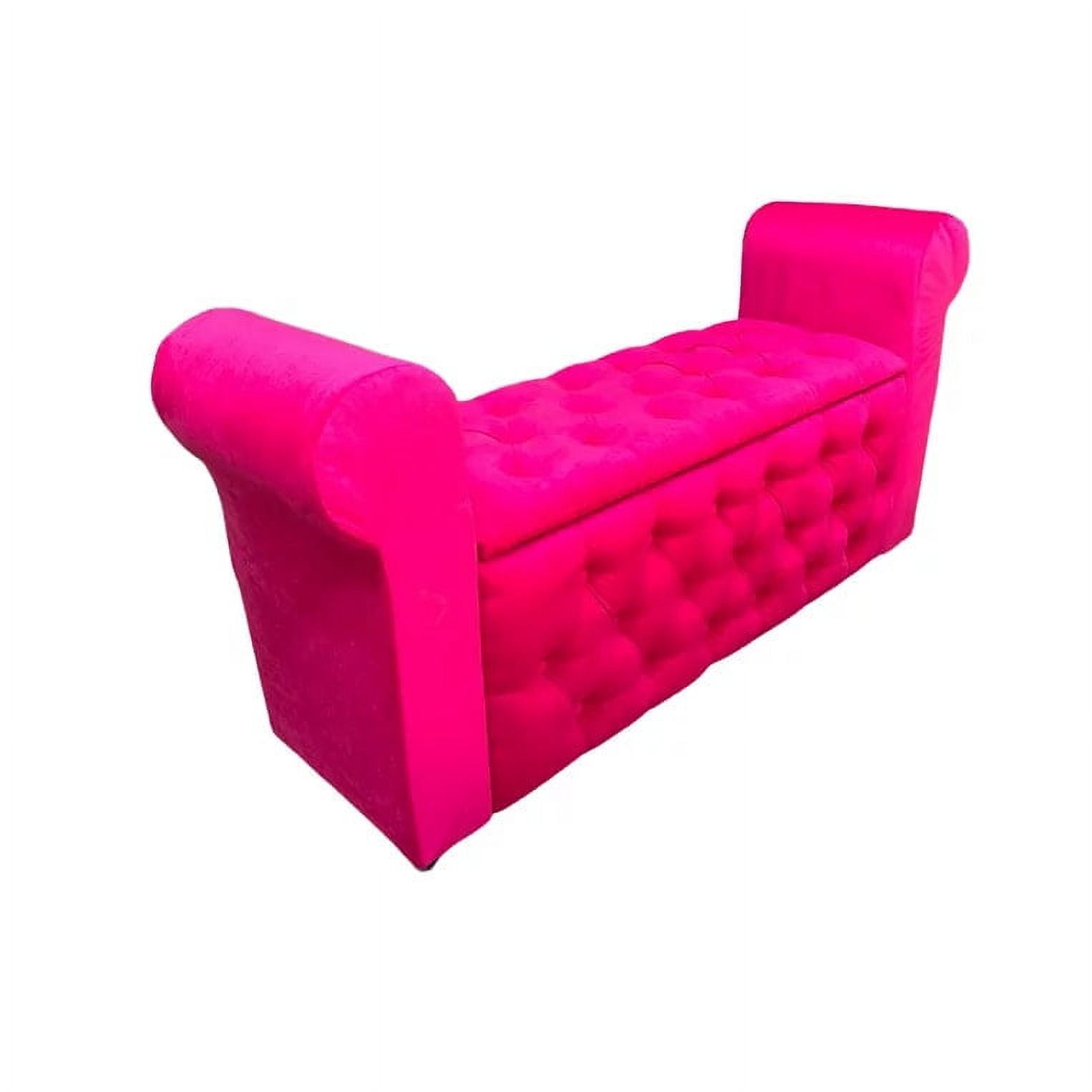 Muebles Hvm - Banqueta Baul Hvm Capitone Fucsia Felpa