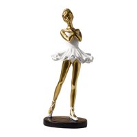 Magideal - Estatuas De Estatuillas Estatuilla Decoración De Moda De Ballet Escultura Figura De Niña De Resina Para Estantería Sala De Estar , Estilo A Aureate