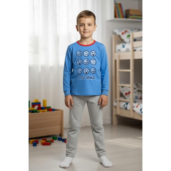 Pijama Algodón Niño Estampado Just Smile azul 3