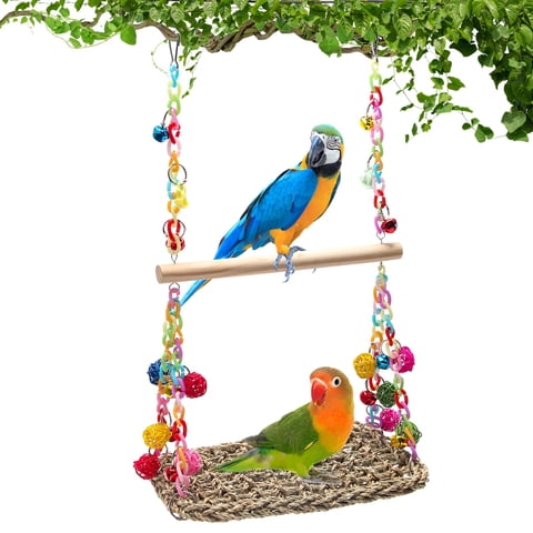 Xusx111 - Juguete De Columpio De Pájaro Cool Running Bird Hanger Colgante Columpio Nido Malla De La Vid Tejido Juguete De Columpio De Pájaro Campana Colorida