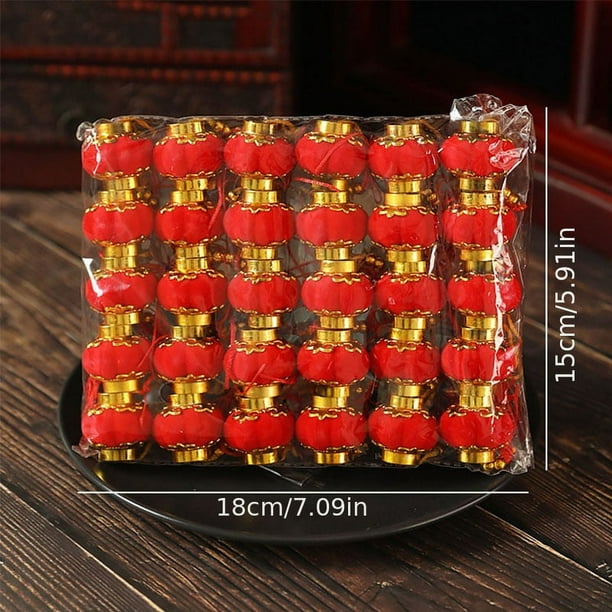 1 Pack/30pcs, Red Lantern Wedding Flocking Small Lantern Hanging Tree Wedding Pendant Bonsai Indoor And Outdoor Housewarming Decoration Arrangement