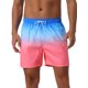 thumbnail image 1 of INSPIRE CHIC Pantalones Cortos de Playa para Hombre con Cintura Elástica de Verano y Cordón, Gradiente de Color en Contraste 28 Azul Rojo, 1 of 6