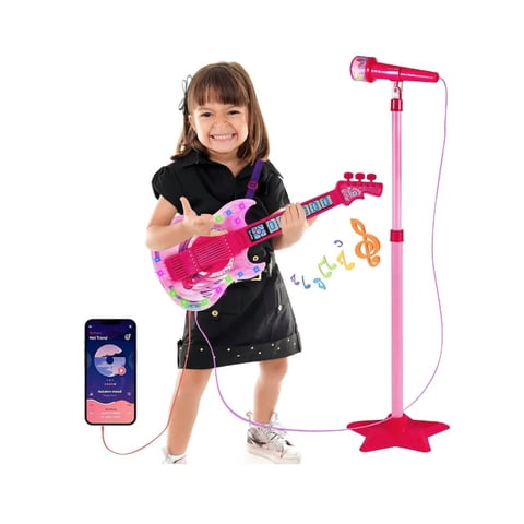 Atlas - Guitarra Juguete Musical Con Micrófono Rosa