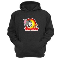 Genérico - Polerón Canguro Tom Y Jerry Gris Oscuro Talla Xs Unisex