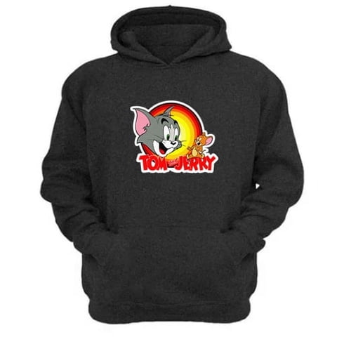 Genérico - Polerón Canguro Tom Y Jerry Gris Oscuro Talla Xs Unisex