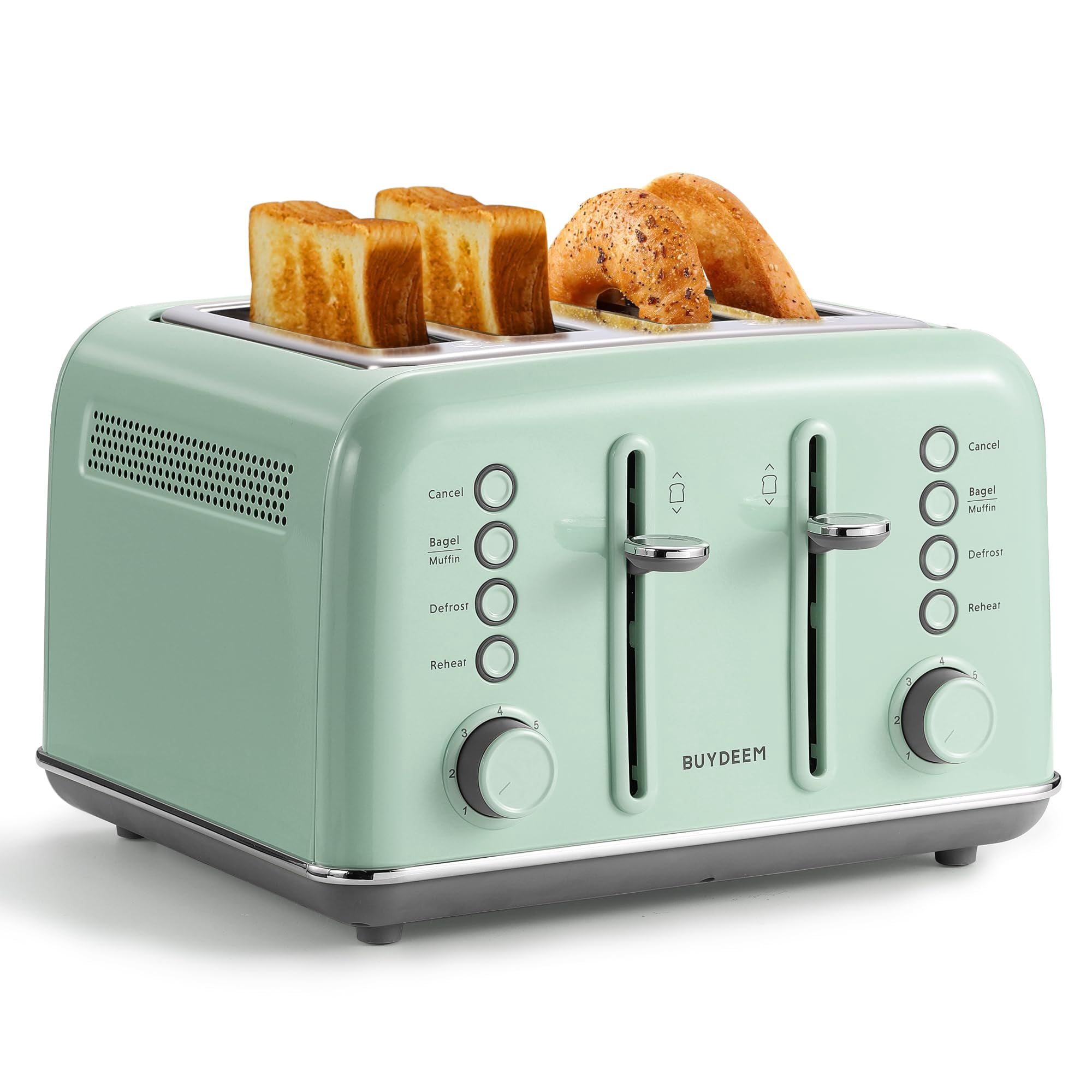 Tostadora Buydeem Dt640 Retro, 4 Rebanadas, 7 Ajustes De Tonos, Verde