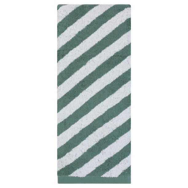 REGALWOVEN 1 Paquete de Toalla de Baño de Algodón Puro a Rayas, Toalla de Baño Absorbente y de Secado Rápido para Gimnasio, Viaje, Piscina, Hotel Verde 55" x 28"