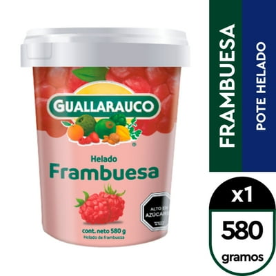 Helado Sabor Frambuesa Pote 580 G Guallarauco