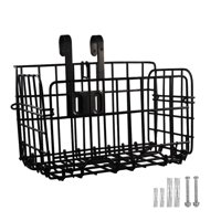 Ioensy - Cesta De Carga Delantera Para Bicicleta, Organizador De Viaje Desmontable, Cesta De Alambre Para Bicicleta, Color Negro