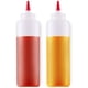 thumbnail image 1 of Botellas flexibles con tapa roja (paquete de 2), boca ancha, a prueba de fugas, rellenables, para condimentos de cocina, 16 onzas, 1 of 6