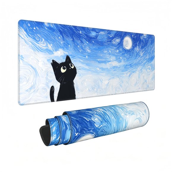 Alfombrilla Leogi 80x30 cm Diseño Gato Noche Estrellada