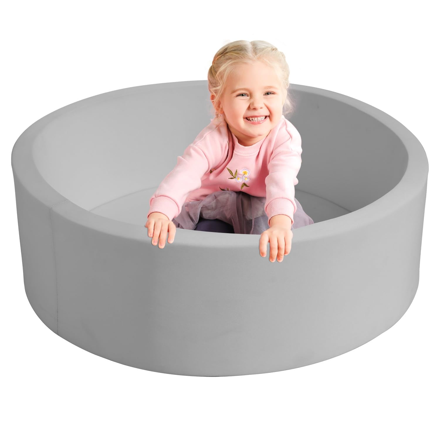 Piscina De Bolas Trendbox De Espuma Viscoelástica Suave Para Interiores Para Niños Pequeños, Color Gris