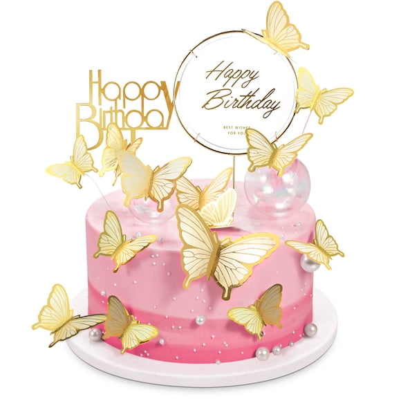Decoraciones para tartas LANGPA Butterfly con adornos acrílicos, 22 unidades