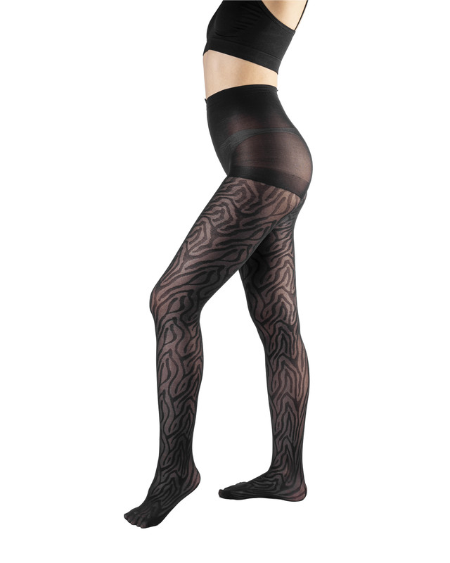 Ingesa - Panty Negra 70 Denier Diseño 4 Zebra S-M Negro