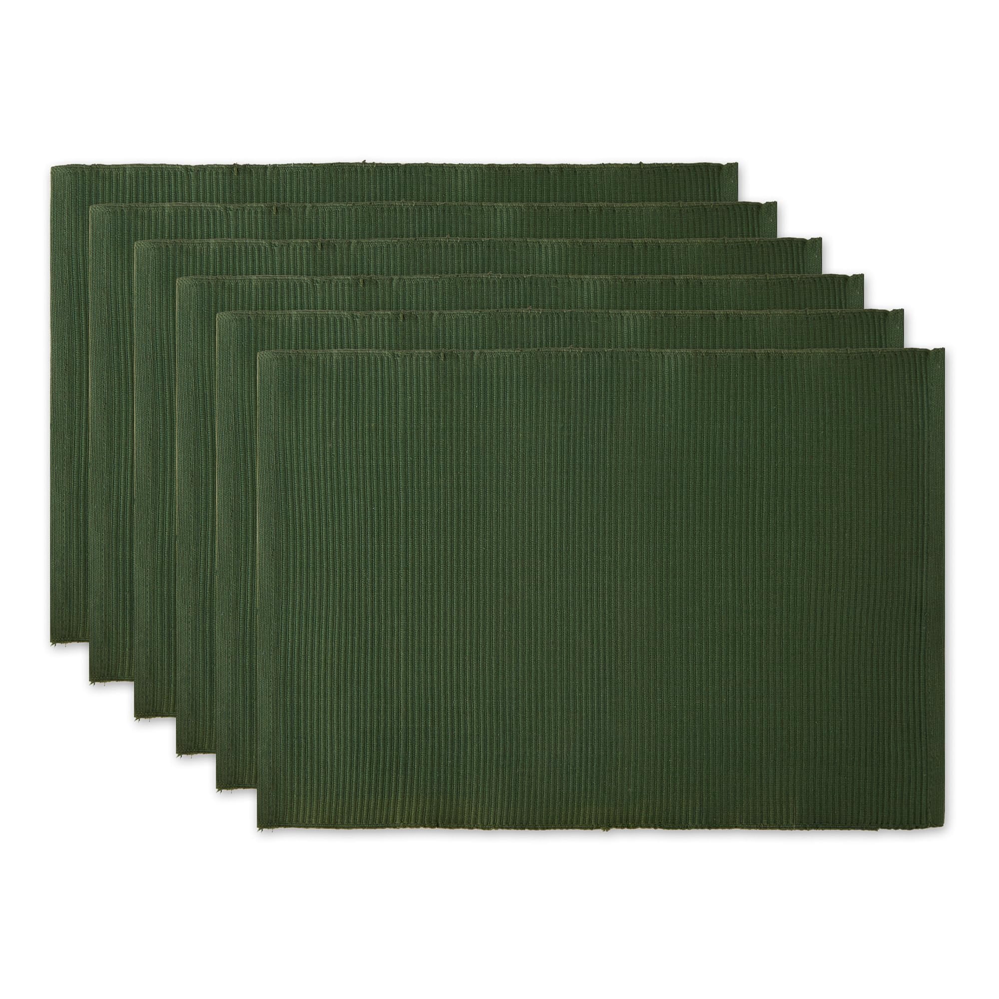 Set De Individuales Dii 33x48 Cm Algodón Acanalado Verde Oscuro 6 Piezas